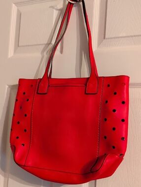Clarks Red Perforated Tote Bag
